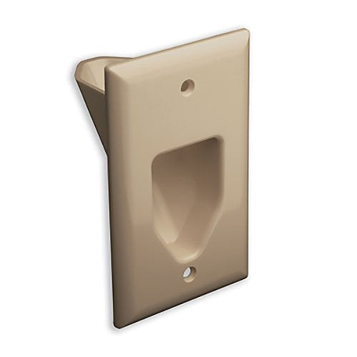 DataComm 45-0001-IV 1-Gang Recessed Low Voltage Cable Plate, Ivory