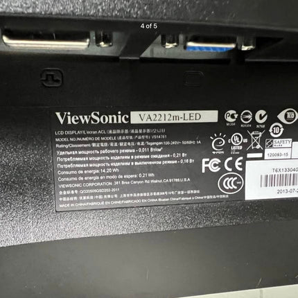 ViewSonic VA2212M-LED 22 inch monitor for desktop computers and video surveillance systems
