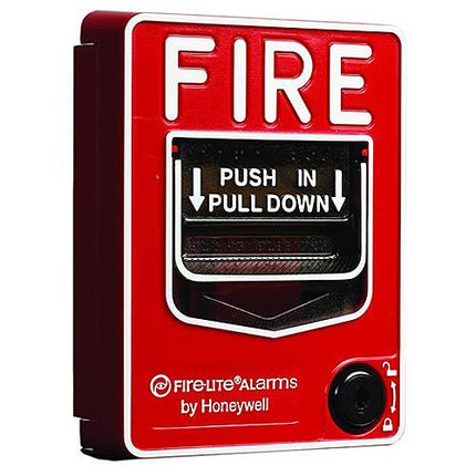 Fire-Lite BG-12L Dual-Action Pull Station with SPST N/O Switch, Screw Terminal Connections, Key Lock