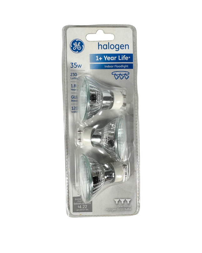 GE 64677 Indoor Floodlight GU10 50W 400 Lumens 2700K (3 Bulbs)