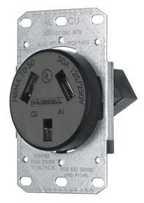 Hubbell RR350F Receptacle Straight Blade 50A 125/250V 3P3W Flange Black