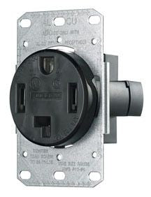 Hubbell RR430F Receptacle Straight Blade 30A 125/250V 3P4W Flange Black